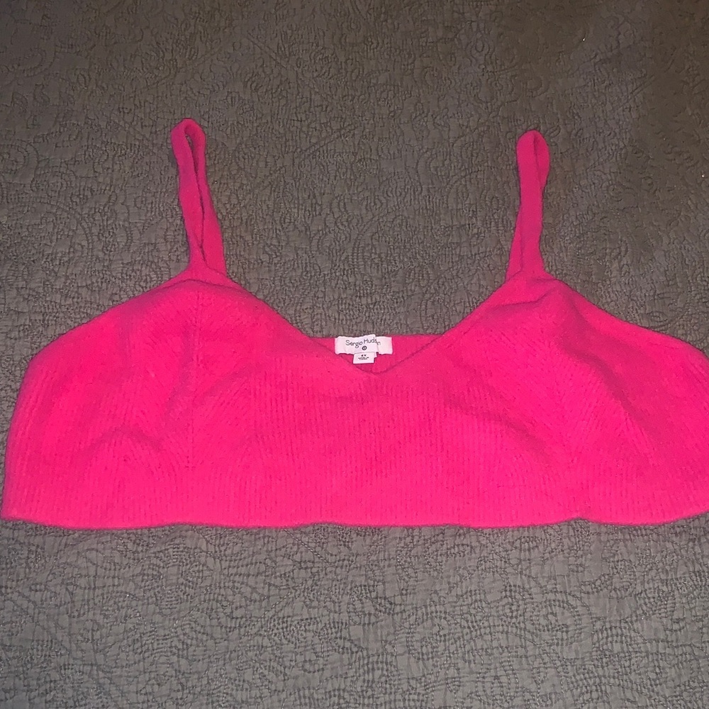 4X SOLD-OUT Sergio Hudson Stylish Pink mohair bralette cami crop top so soft!